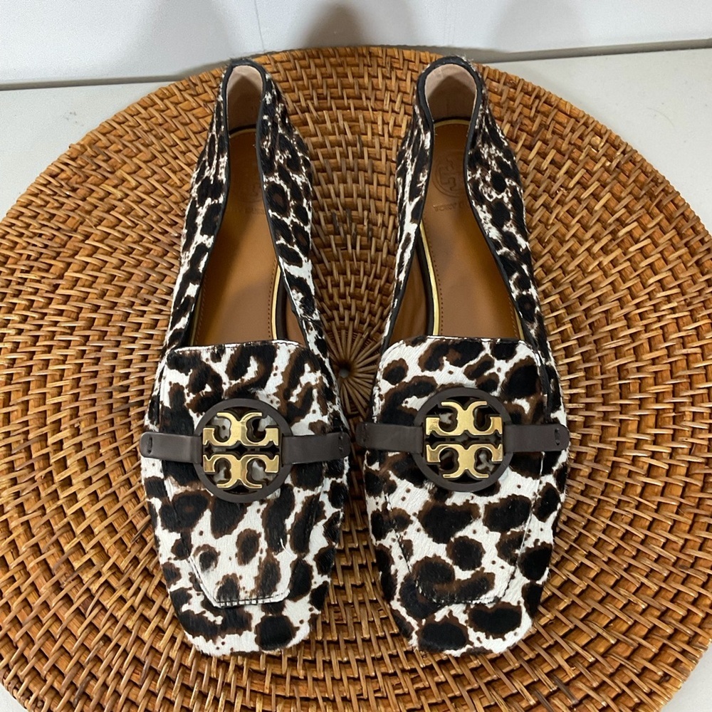 Tory Burch 'Metal Miller' Loafer Leopard Print Calf Hair Size 8M MSRP $348 - Picture 2 of 6